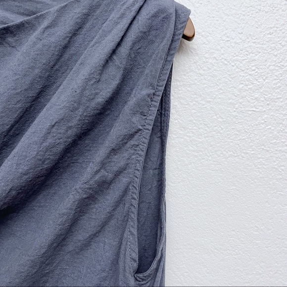 Grade & Gather Boutique Sleeveless Asymmetrical Linen Blend Bow Wrap Top - Picture 6 of 10